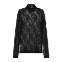 Masfil spring new black lace turtleneck long-sleeved shirt T-shirt base