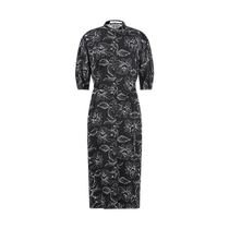 (Artist Inspiration) Masfiel 2024 Summer New Fashion Temperament Stand Collar Pattern Waist Dress