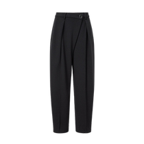 (Egg-shaped trousers) Masfils fashionable temperament versatile diagonal placket slimming and slimming black banana trousers