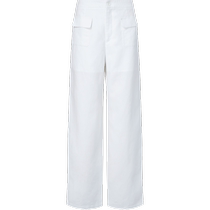 Masfil summer new white linen micro-flare straight casual pants for women