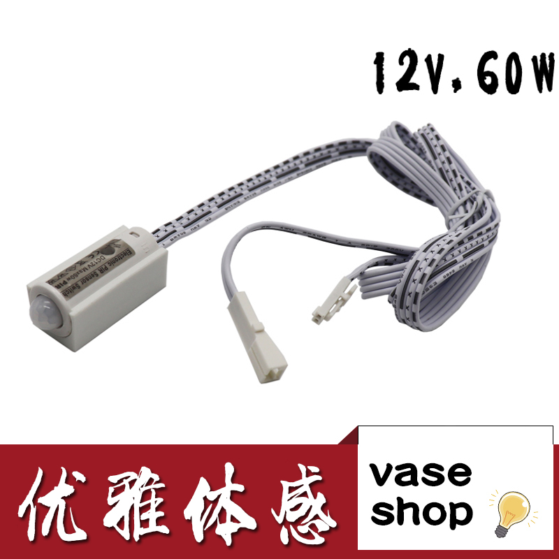 12v wardrobe corridor LED light strip light with infrared sensor switch 60W human body light delay sensor switch