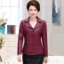 Mùa xuân và mùa thu áo khoác nữ trung niên da ngắn Áo khoác da PU 40-50 tuổi phụ nữ trung niên thủy triều mẹ mới