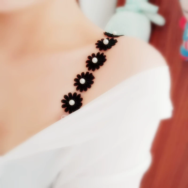 Hàn Quốc phiên bản của dây đeo vai sexy ngọc trai hoa ren vô hình với minh bạch không trượt dây đeo vai đồ lót dây đeo áo ngực