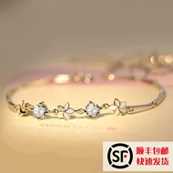 Bạc vòng đeo tay nữ sterling bạc Hàn Quốc phiên bản của bốn lá cỏ ba lá rừng cô gái gió lạnh món quà thiết lập với swarovski zirconi