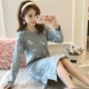 Váy ngủ mùa thu cotton dài tay nữ phiên bản Hàn Quốc của bộ đồ ngủ dài bằng vải cotton dễ thương đồ ngủ xuyên thấu