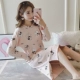 Váy ngủ mùa thu cotton dài tay nữ phiên bản Hàn Quốc của bộ đồ ngủ dài bằng vải cotton dễ thương đồ ngủ xuyên thấu