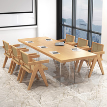 Solid Wood Conference Table Acrylic long desk and chair combined modern simple workbench board long bar table