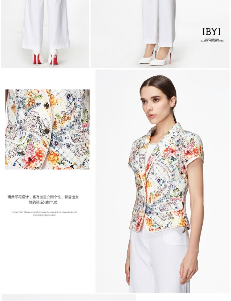 IBYI 纳 áo khoác ngắn nữ cổ áo giản dị tay ngắn nữ chuyên nghiệp áo blazer mỏng nữ - Áo khoác ngắn đồ mặc nhà