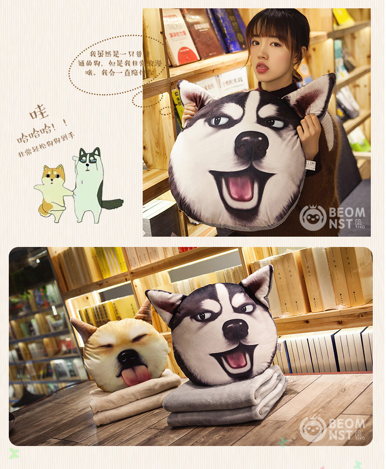 Husky Qiha gối chăn kép sử dụng đệm ngủ nap chăn ba trong một nhung nhung văn phòng - Trở lại đệm / Bolsters chăn gối 2 trong 1