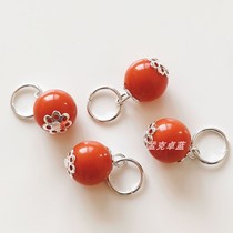 Coral Orange Spherical Button Vintage Orange Red Round Pearl Buttons National Wind National Wind National Tide Qipao Han Clothing Rings Hang