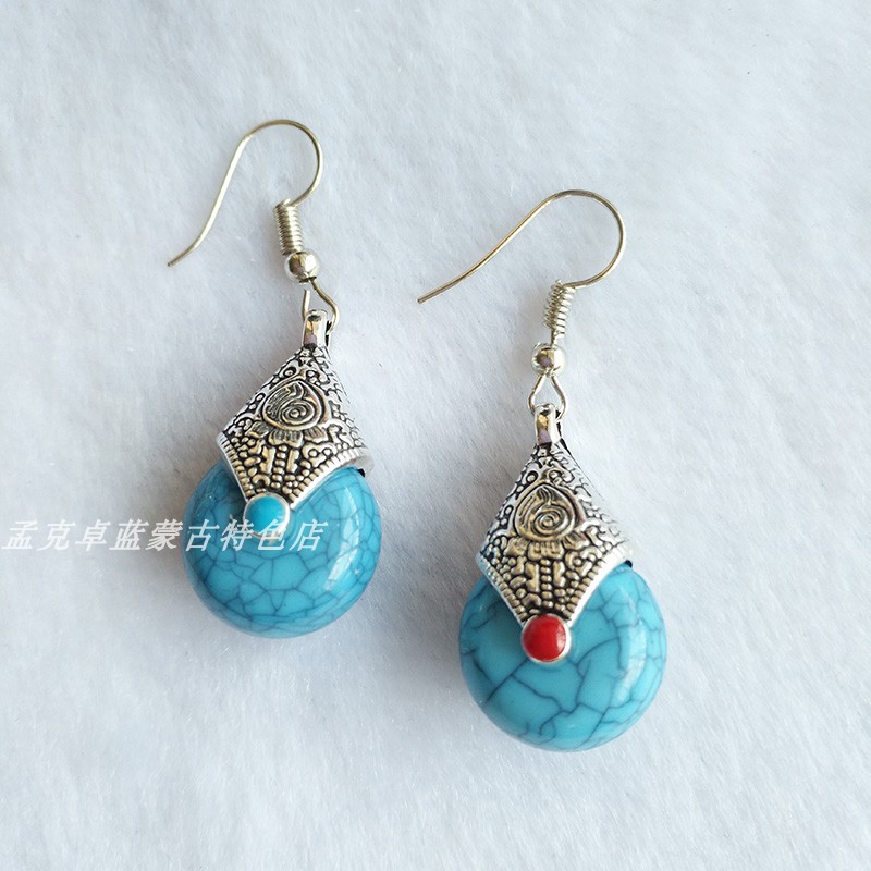 New vintage earrings Mongolian element earrings jewelry Chinese Cheongsam Mongolian robe ornaments ethnic wind earrings earrings