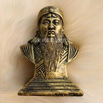 Genghis Khan statue ornament sculpture like Mongolian great man Genghis Khan head resin imitation copper car interior