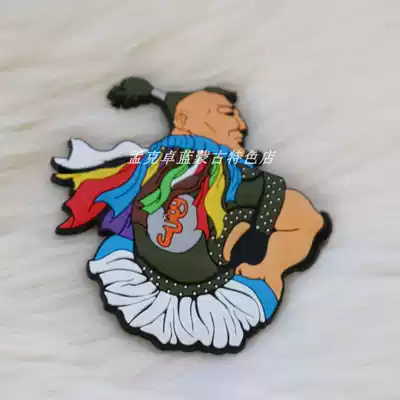 Mongolian element characteristic pattern refrigerator sticker magnetic magnet sticker Home decoration cartoon Mongolian doll wrestler