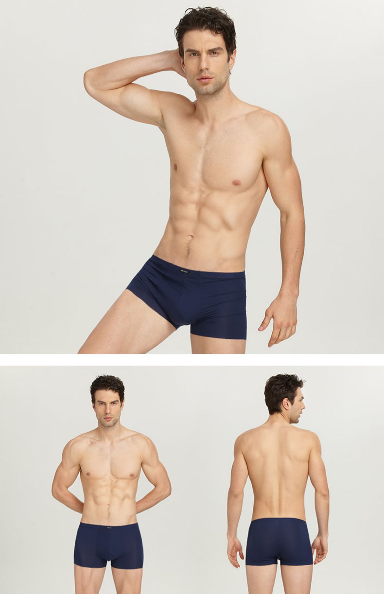 Shile rắn màu nam giản dị cắt phần mỏng thể thao thoáng khí quần boxer nam midsole rắn màu quần nam - Giữa eo quần lót cạp cao