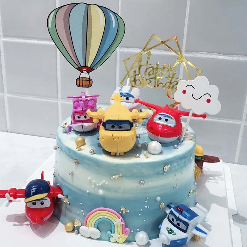 Net Red Ledi Xiaoaiku Airplane Astronaut Spaceship Cake Party Decoration Rainbow Hot Air Balloon
