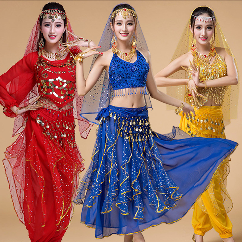 Indian dance costume Indian dance performance costume female adult belly dance suit sexy long sleeve annual performance suit