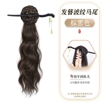 Черная бамбуковая заколка для волос с кисточкой [коричнево-черная] в стиле Water Ripple