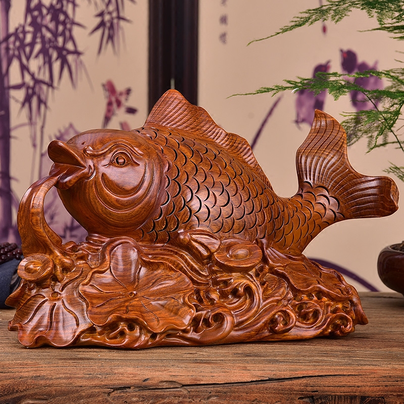 Usd 76 43 Wooden Drunk Wood Carving Fish Ornaments Solid Lucky Wooden Drunk Wood Carving Fish Ornaments Solid Lucky Mahogany Carp Every Year Office Decoration Gifts