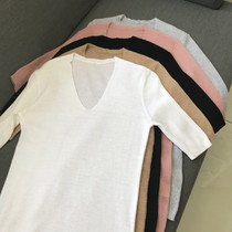 Spring V - collar 120 spinning wool comfortable thin slice of sleeve - knit sweater