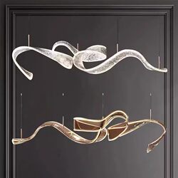 2.3m Special-Shaped Ribbon Cash Register Front Desk Lamp with Bow, Hotel Lobby, Brown Creative Restaurant Chandelier, Model Room