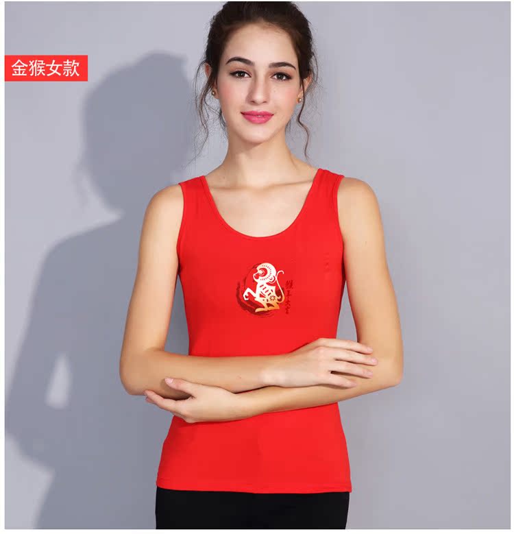 Cotton SpongeBob Vest đỏ nam và Vest nữ kiểu dáng thắt lưng là một con gà đã kết hôn ao ba lo nam