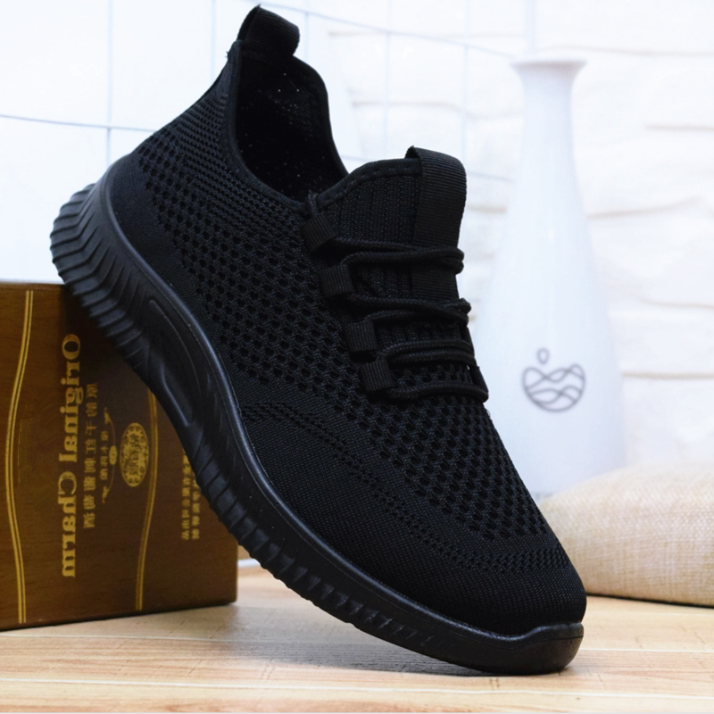 Spring old Beijing cloth shoes men's cotton shoes single shoes thickened warm large size pure black work shoes sports shoes running shoes