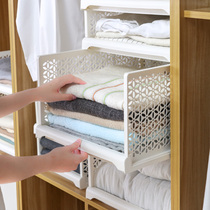 Wardrobe storage artifact layered partition partition wardrobe drawer storage box dormitory built-in shelf basket room drawer