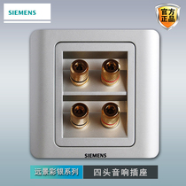 Siemens Four Heads Acoustic Socket Panel Vision Color Silver 86 Type Home Wall Concealed 4 Heads Audio Weak Electric Plug