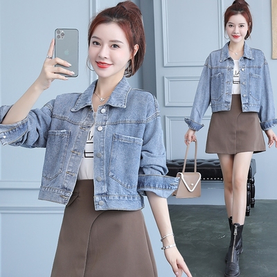 taobao agent Denim skirt, spring autumn jacket, top, Korean style, 2023, for leisure, suitable for teen