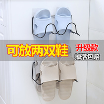 Bathroom slipper rack Bathroom hanging storage wall punch-free hanging shelf Wall-mounted toilet put behind the wrought iron door