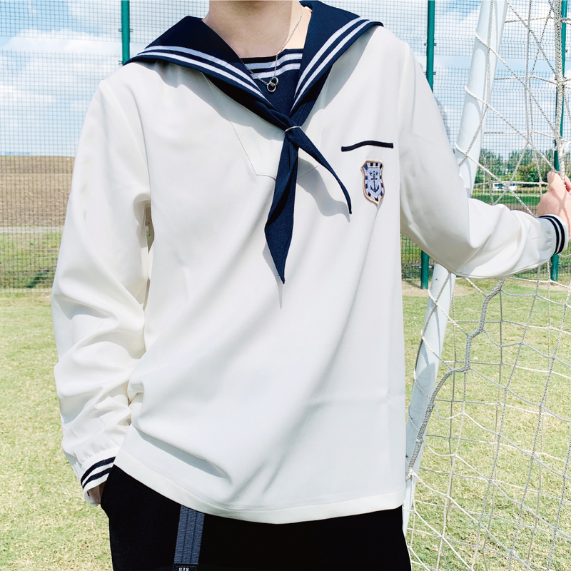 Aoyu Society Co-Branded (Hoshimi Ting) Men's Sailor Suit Jacket, Preppy Style Shirt, Embroidered Japanese Style Set