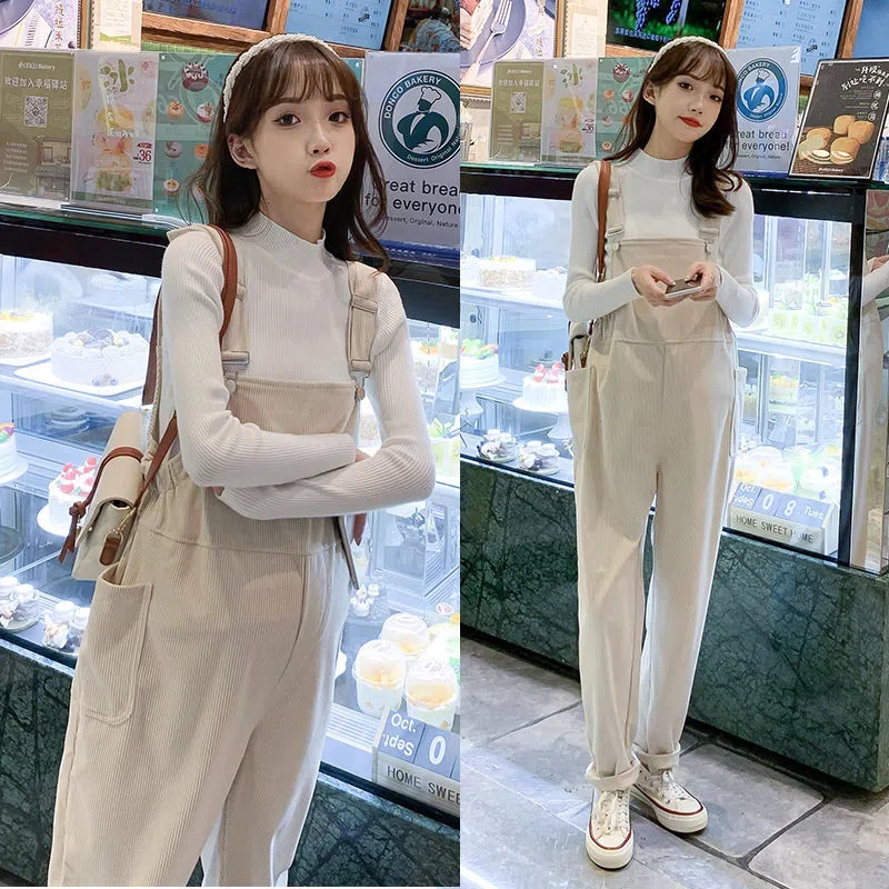 Overalls in Large Sizes for Plus-Size Women, New Autumn and Winter Models, Fleece-Lined and Thickened, Suitable for Pregnant Women, Loose Casual Workwear Pants