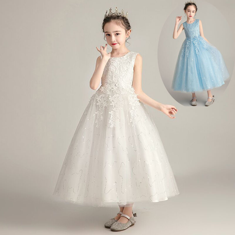 Girls' Formal Dress Summer Graduation Girls' Birthday Princess Dress Performance White Gauze Dress Long Dress Choir Performance Costume Girls' Formal Dress Summer Graduation Girls' Birthday Princess Dress Performance White Gauze Dress Long Dress Choir Performance Costume