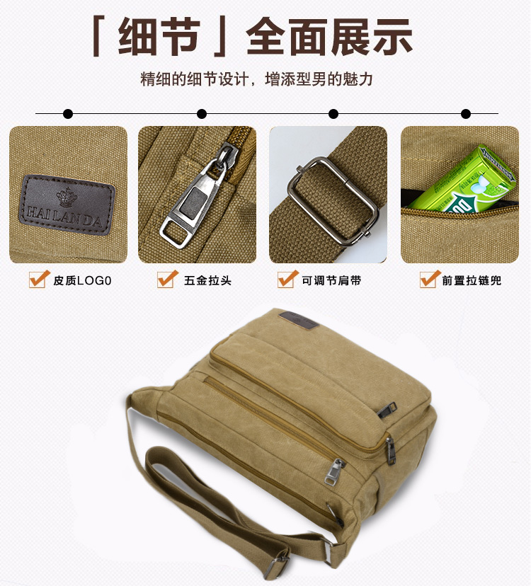 Túi vải nam vai Messenger Túi đeo vai nam túi xách nam công suất lớn túi chéo máy tính túi đeo vai túi xách hermes