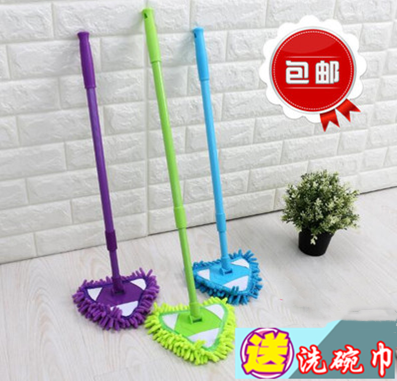 Mini flat lazy mop wipe wall household cleaning brush chenille mop triangle car wash small mop dust brush