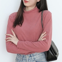 【阳离子】半高领纯色打底衫女