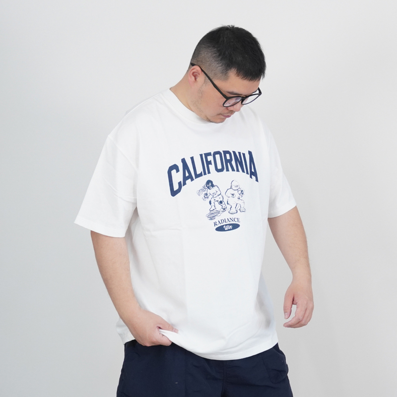 Pure Cotton Men's Short-Sleeve T-Shirt, Heavyweight 300g Thickened Version, Loose Casual Fit, Plus Size for Big and Tall Men, Printed Design Xy-T69