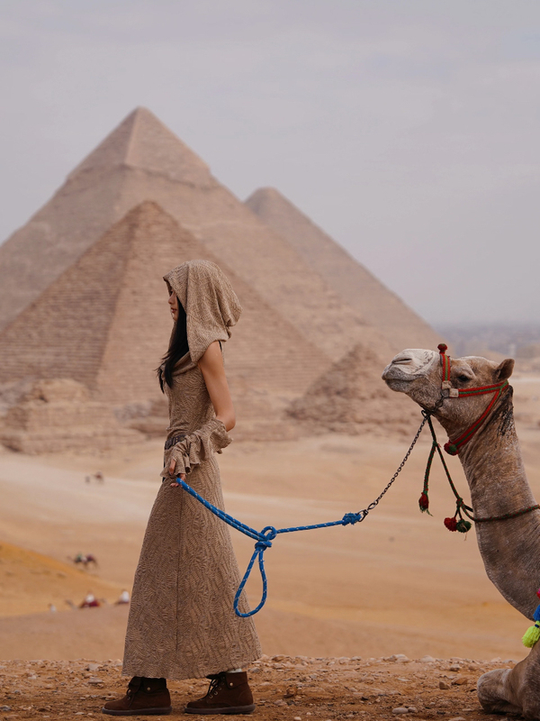 Egypt Travel Photo Shoot Long Dress Morocco Northwest Xinjiang Dunhuang Wasteland Style Outfit Hooded Vacation Dress
