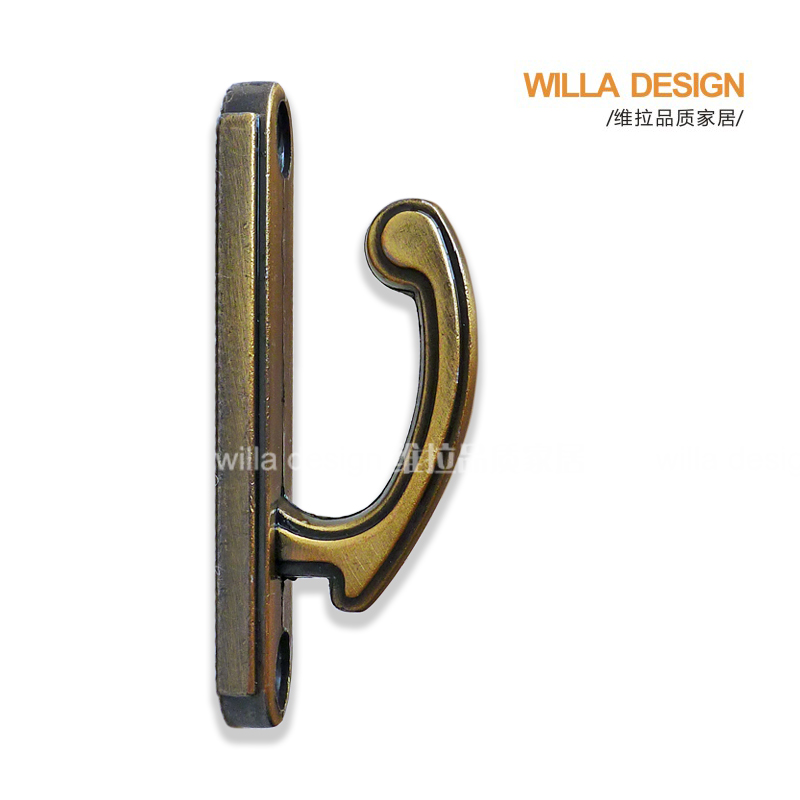 Simple curtain small adhesive hook wall adhesive hook European style retro copper strap fixed adhesive hook metal punch 6 5 yuan pair