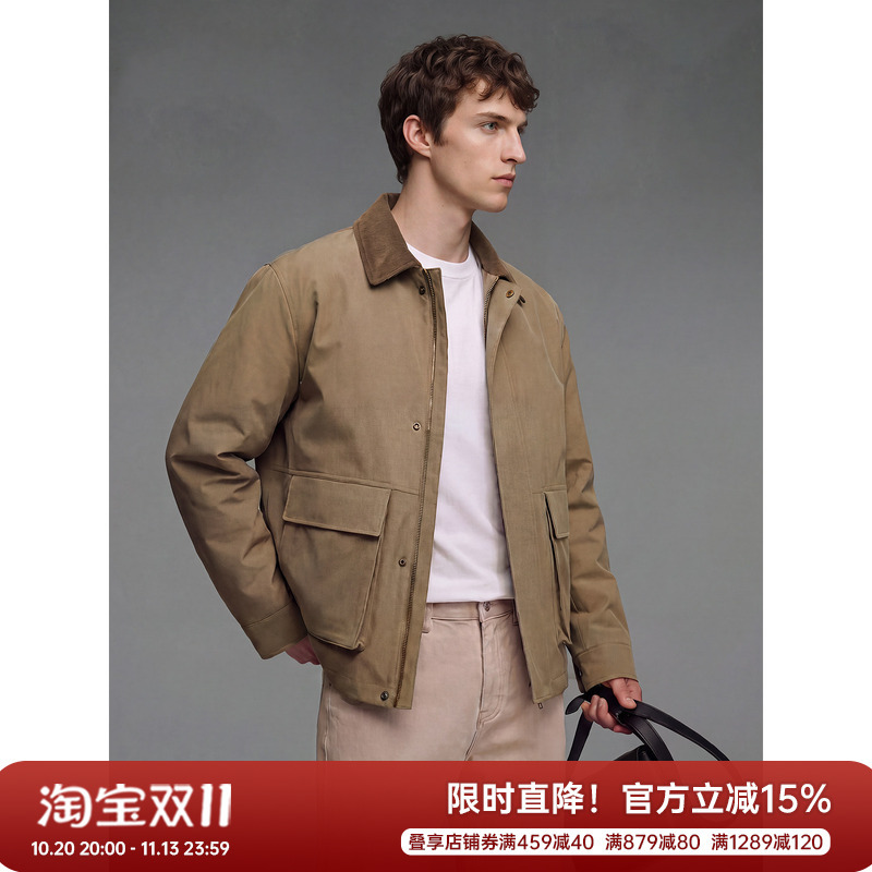 Uader丨Retro Barn Style丨Contrast Color Corduroy Collar Autumn and Winter Barn Jacket Men's Casual Workwear