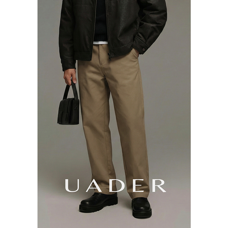 Uader丨Anti-Wrinkle Twill丨Business Casual Pants for Men, Spring and Autumn, Khaki Long Pants, Straight-Leg, Versatile