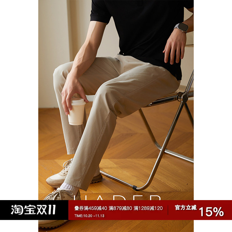 Uader【Commuting Straight-Leg】High-End Khaki Business Casual Pants for Men, Loose Long Pants, Suitable for All Seasons
