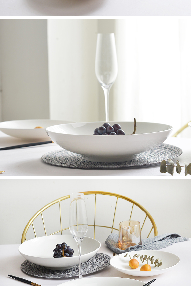 Pure white ipads porcelain ceramic big plate disc deep dish, western - style food tableware plate of cold dish dish dish soup plate dessert dish
