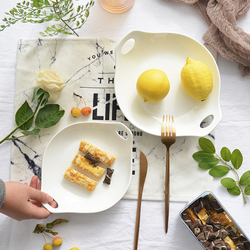 Pure white ipads China plates pasta abnormity irregular deep dish bowl dish fruit bowl western ears against the hot plate
