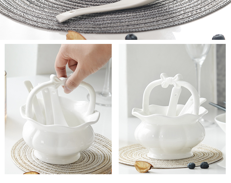 Kitchen shelf ipads porcelain pure white bamboo chopsticks chopsticks box ceramics cutlery receive basket swan