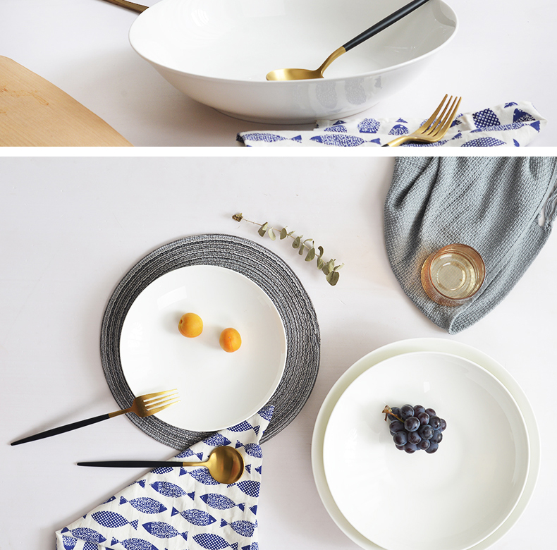 Pure white ipads porcelain ceramic big plate disc deep dish, western - style food tableware plate of cold dish dish dish soup plate dessert dish