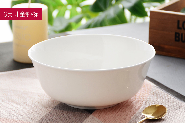Four charge of pure white ipads bowls 4.5 inch eat bowl white ceramic bowl 6 inch bowl of soup bowl household rainbow such use