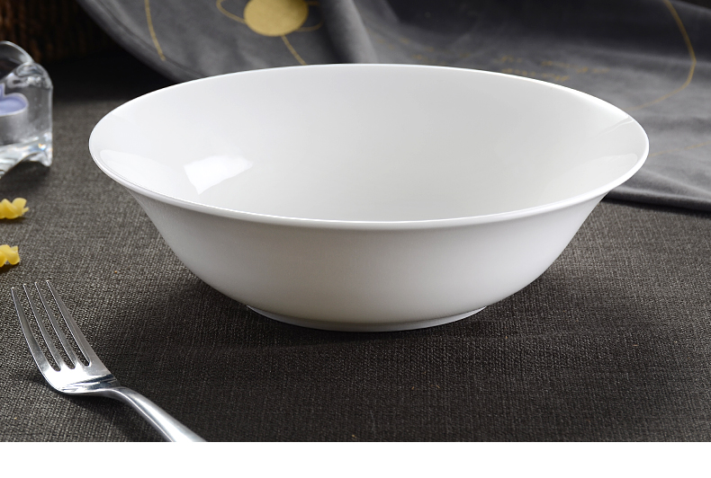 Tangshan ipads bowls large household big bowl white porcelain tableware of pottery and porcelain bowl of 9 inches soup bowl rainbow such as bowl stewed noodles bowl