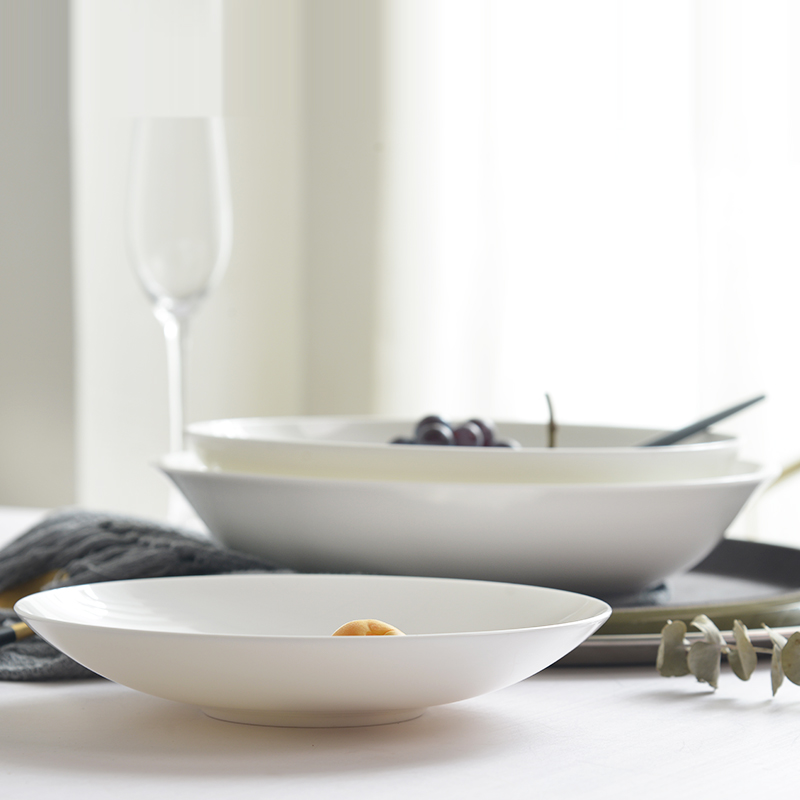 Pure white ipads porcelain ceramic big plate disc deep dish, western - style food tableware plate of cold dish dish dish soup plate dessert dish