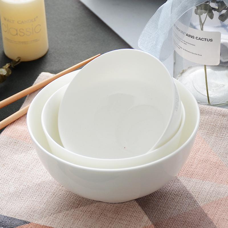 Four charge of pure white ipads bowls 4.5 inch eat bowl white ceramic bowl 6 inch bowl of soup bowl household rainbow such use